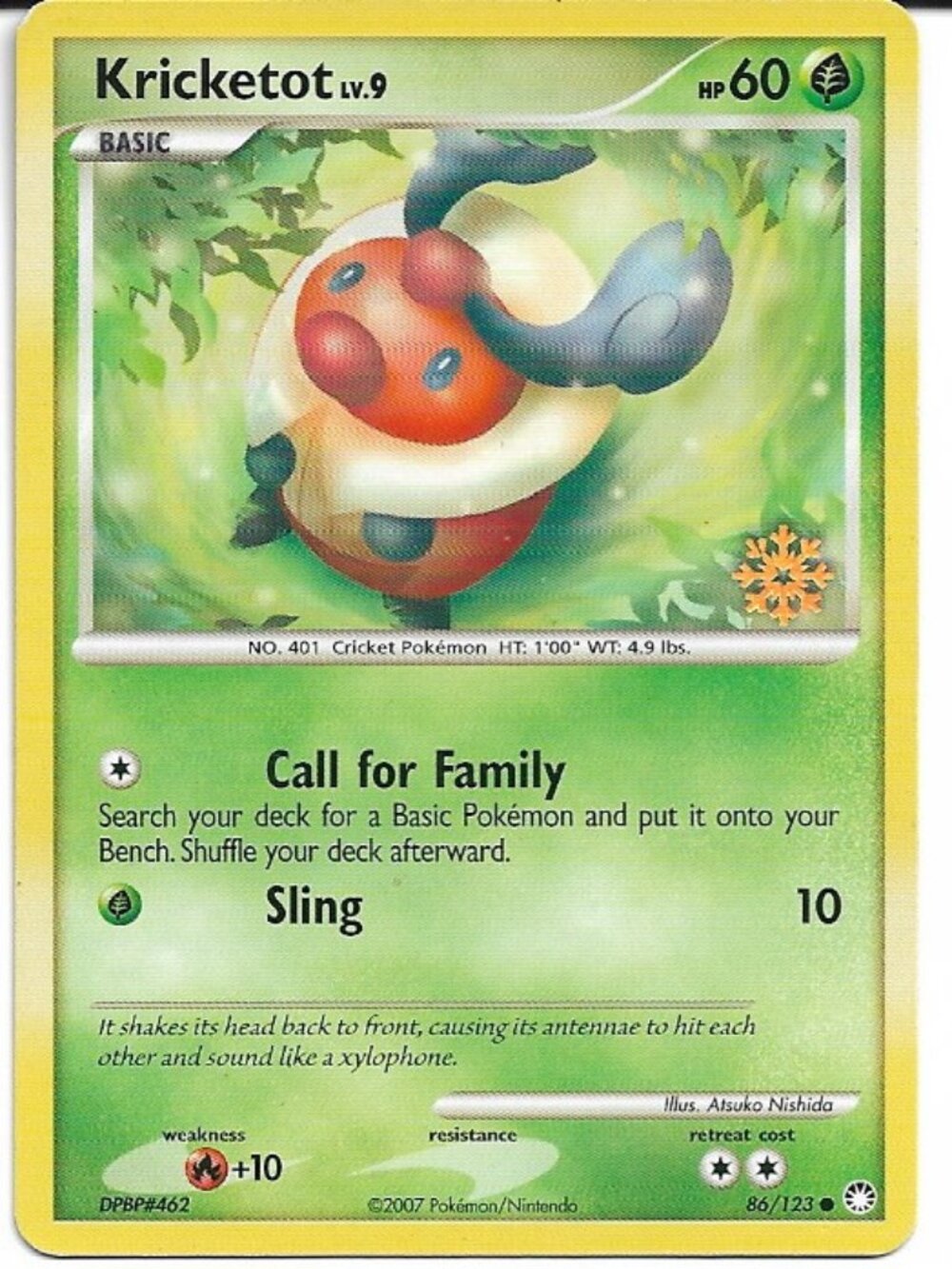 Pokemon Kricketot 86/123 Countdown Calendar Snowflake Stamp Non-Holo P
